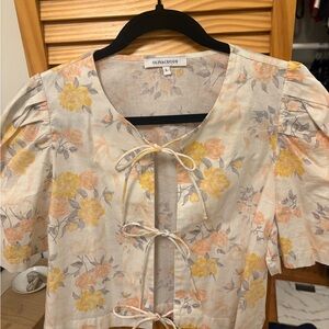 Floral Tie-Front Women's Top - oliveacious